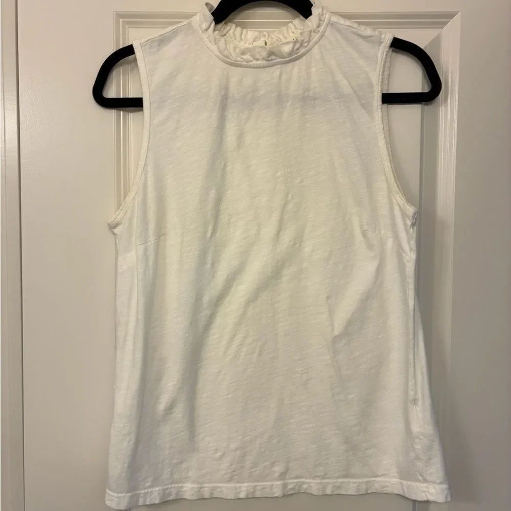 ANTHROPOLOGIE T.LA Sleeveless Ruffle Neck Top White Women’s Size Medium